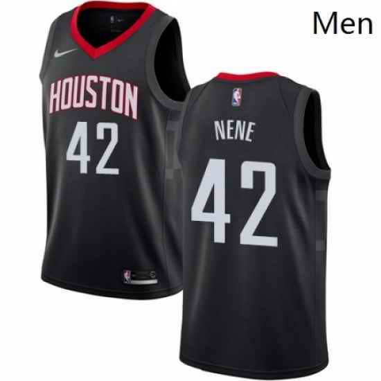 Mens Nike Houston Rockets 42 Nene Authentic Black Alternate NBA Jersey Statement Edition
